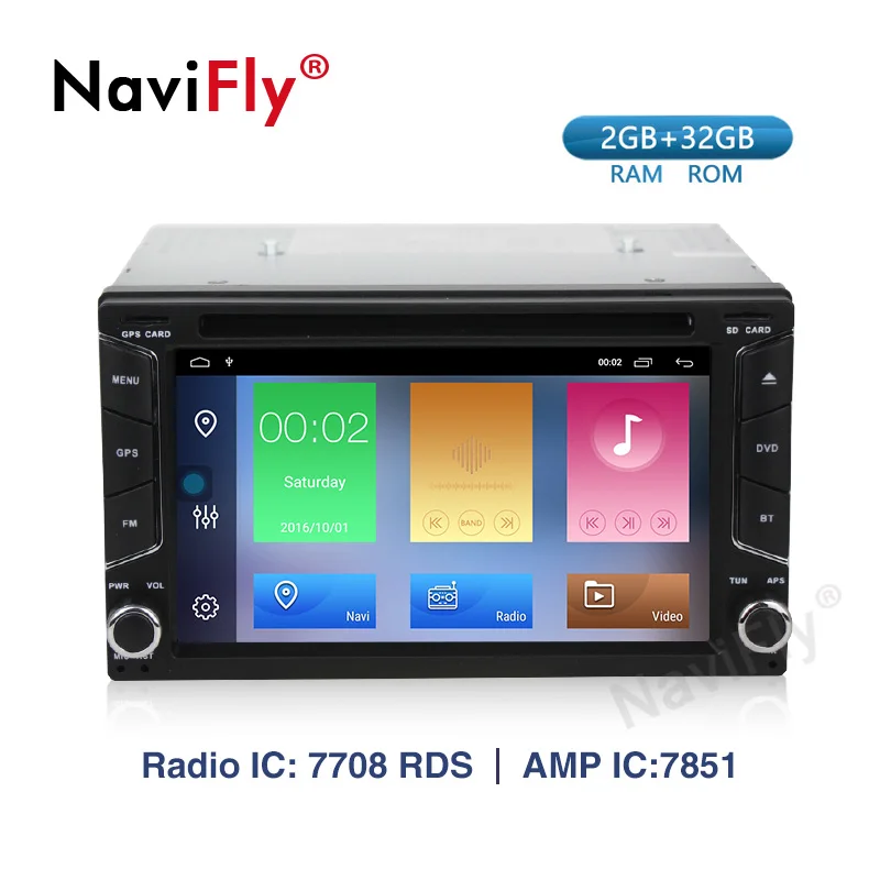 

NaviFly Universal 6.2 inch Android 9.1 Car multimedia GPS Navigation player for Nissan TOYOTA VW KIA MIC 1024*600 HD 7708IC WIFI