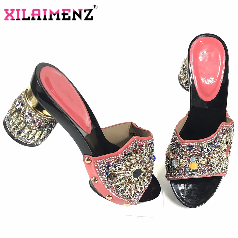 

2019 Autumn Special Design Nigerian Ladies Wedding Shoes Italian Women High Quality Party Shoe with Shinning Crystal
