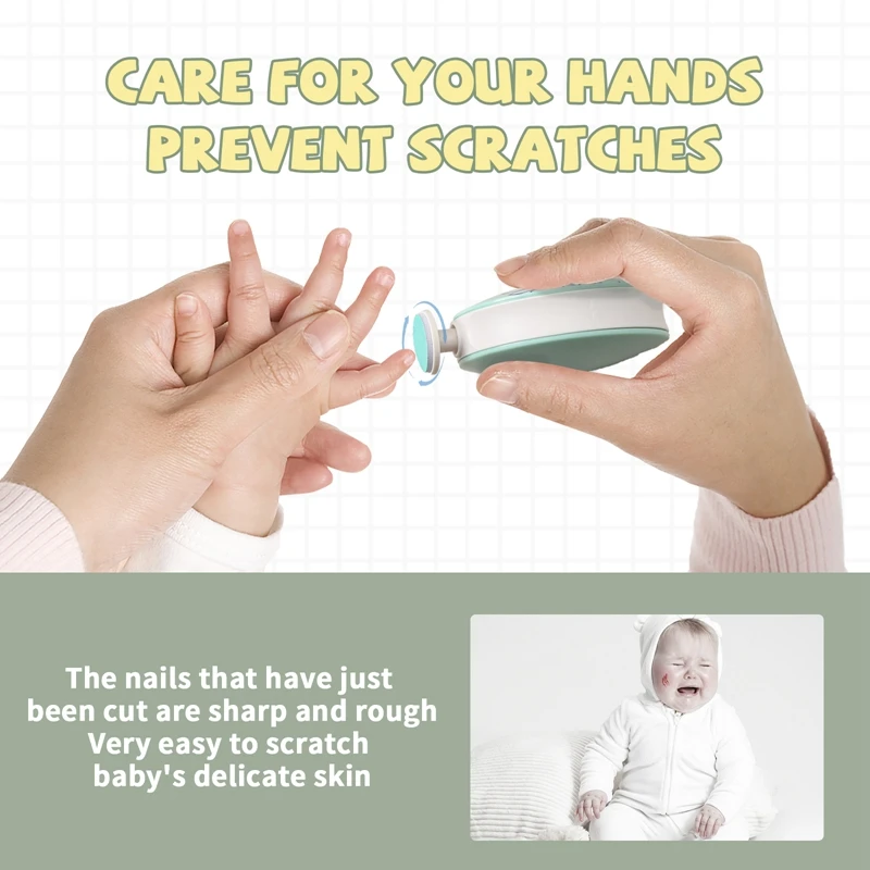 1Set Electric Baby Nail Trimmer Kid Nail Polisher Tool Infant Manicure Scissors Baby Care Kit Clipper Cutter For Newborn