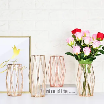 

Nordic style wrought iron vase transparent glass test tube hydroponic container flower pot glass bottle home decoration MJ709