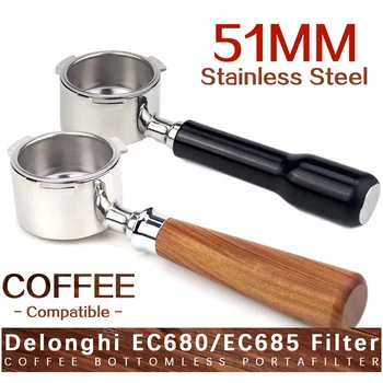 

SEAAN Coffee Bottomless Portafilter for Delonghi EC680/EC685 Filter 51MM Replacem