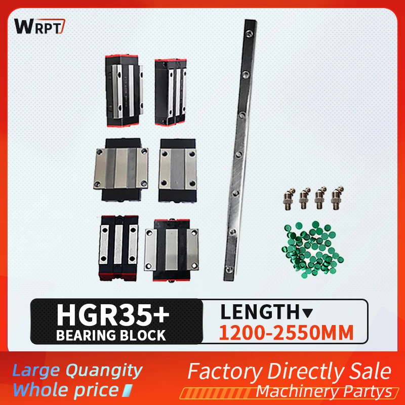 

Precision linear guide 1PCS HGR35+2PCS HGH35CA block steel protection square rail extended flange/square slider 1200MM-2550MM