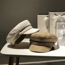 Британский ретро Топ на плоской подошве военная шляпа хлопок лен фестиваль женщина весна осень студенческие береты головной убор моряка черные модные бейсболки для женщин