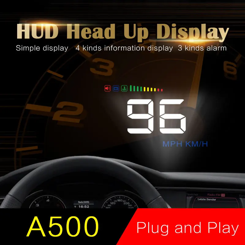 A500 HUD OBD дисплей компьютер hud obd2 проектор скорости автомобиля цифровой дисплей датчик температуры диагностический инструмент 3,5"
