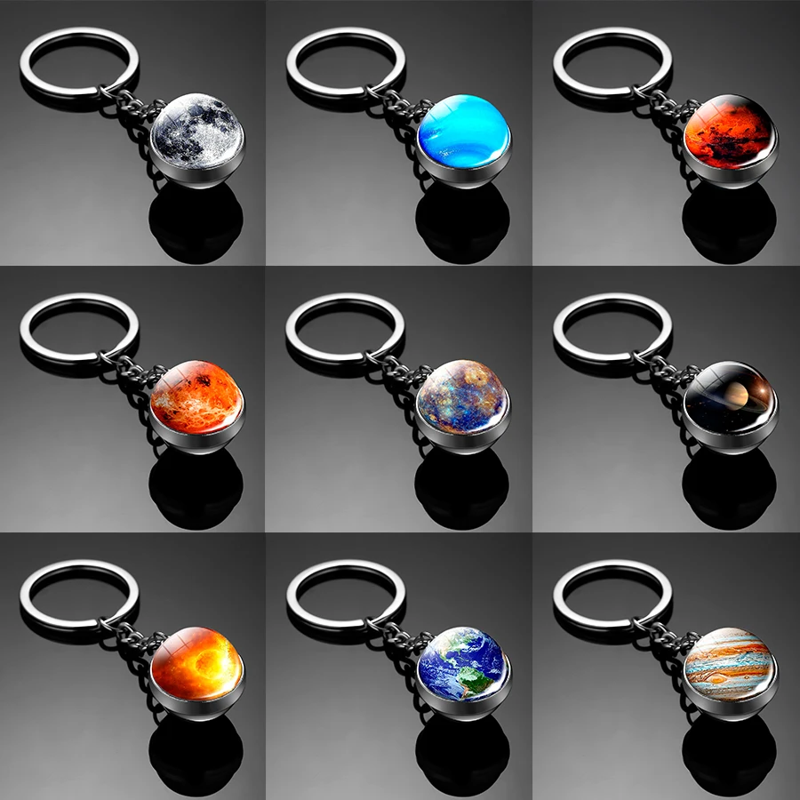 Sistema Solare Pianeta Portachiavi Galassia Nebulosa Spazio Portachiavi Luna Terra Sole Mercurio Immagini D'Arte Portachiavi Con Sfera In Vetro A Dopp