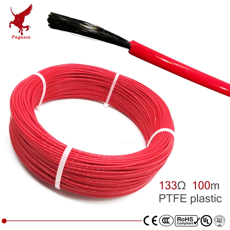 133ohm 100m multipurpose 3k PTFE carbon fiber heating cable 5V 220V