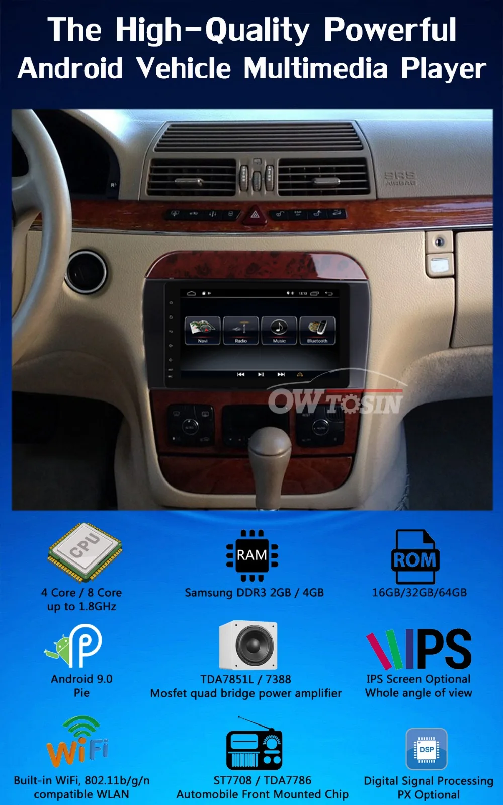 Flash Deal 8" Android 9.0 4G+64G Car Multimedia Player For Mercedes Benz S CL Class W220 W215 CL Class W215 CL600 CL55 Radio GPS Navigation 3