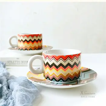 

Handmade Nordic Cup High Quality Creative Ceramics Saucer Set Coffee Funny Eco Friendly Cup Tazas Cafe Kitchen Drinkware DB60BD