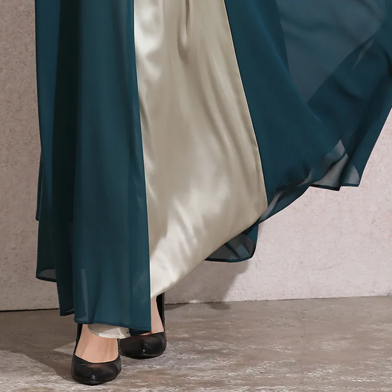 Женское шифоновое платье HANZANGL черное повседневное винтажное длинное в