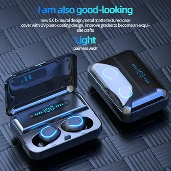 

Mini Earphone Bluetooth 5.0 F9-5 TWS True Wireless Bluetooth Light2000mAh Bank LED Breathing Headset Power Earphone Display B8F8