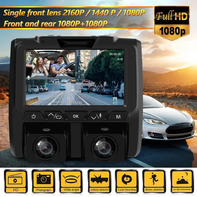 A1 Full HD 1080P+ 1080P двойная вращающаяся линза Автомобильная dvr камера WDR g-сенсор Dash Cam циклическая запись видео рекордер