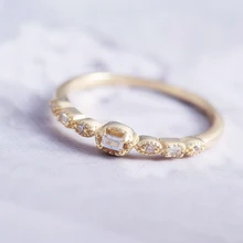 Изысканное обручальное кольцо с фианитами и камнями, серебряное кольцо в стиле ретро, тонкое кольцо, милое Золотое минималистичное кольцо, подарок для нее