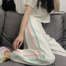 

Summer Casual Women's Sports Pants High Waist Hip Hop Sweatpants Korean Fashion Oversize Pants Joggers Women Wide Leg Pants