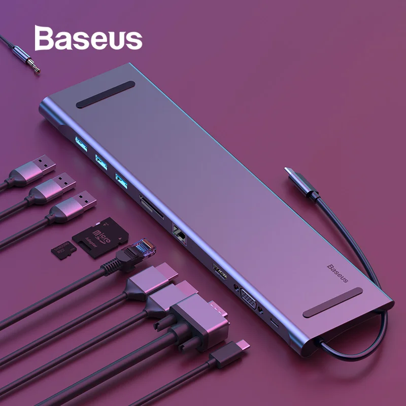 Baseus USB tipo C HUB USB 3,0 HDMI RJ45 HUB USB para MacBook Pro 13 USB