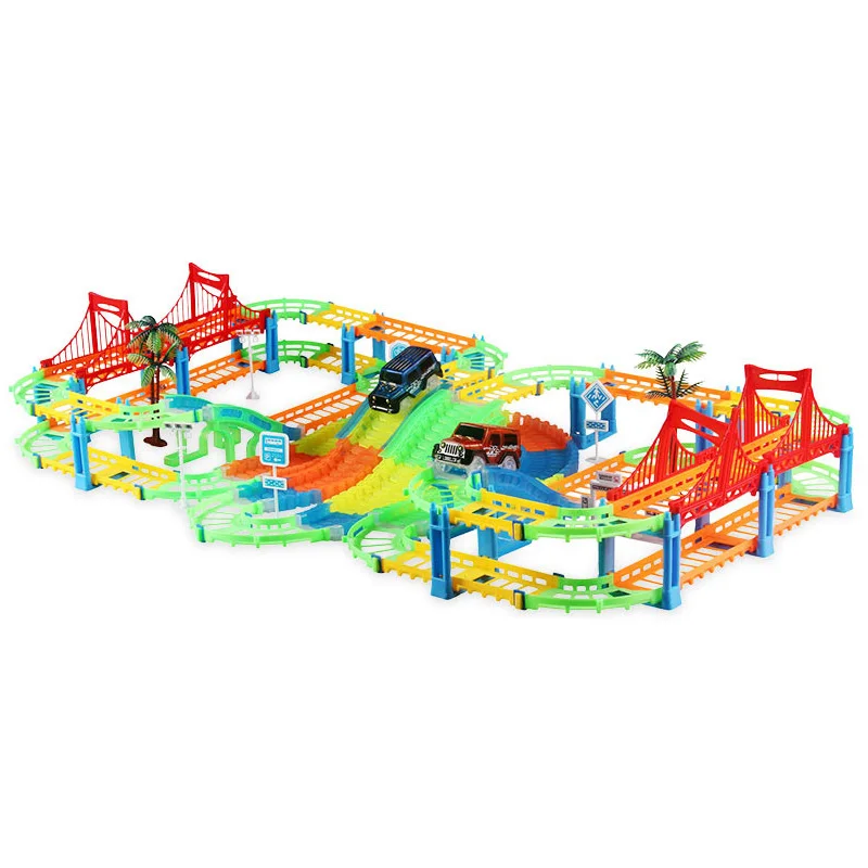Connect 2 Type Railway Magical Racing Track Play Set Diy Bend Flexible Race Track Electronic Flash Light Car Toys For Children - Цвет: Model 2