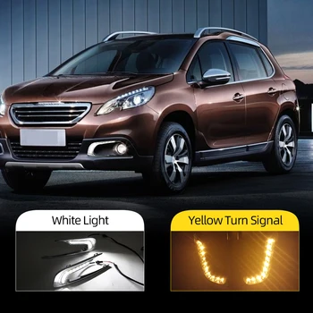 

CSCSNL 2Pcs For Peugeot 2008 2014 2015 2016 LED DRL Daytime Running Lights Daylight Fog light cover headlamp