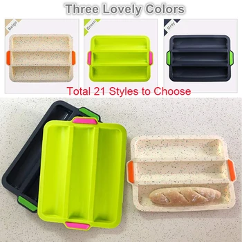 

New 21 Style Wave Baking Tray Baguette Bread Silicone Cake Mold Pan Muffin Chocolate Pizza Loaf Baking Mould Dish Pan Mold Mould