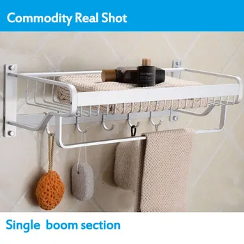 

Upgrade Bathroom Towel Holder Space Aluminum Towel Rack Wall Mounted Storage Adhesive Bath Towel Hanger Bathroom Shelf with Ho