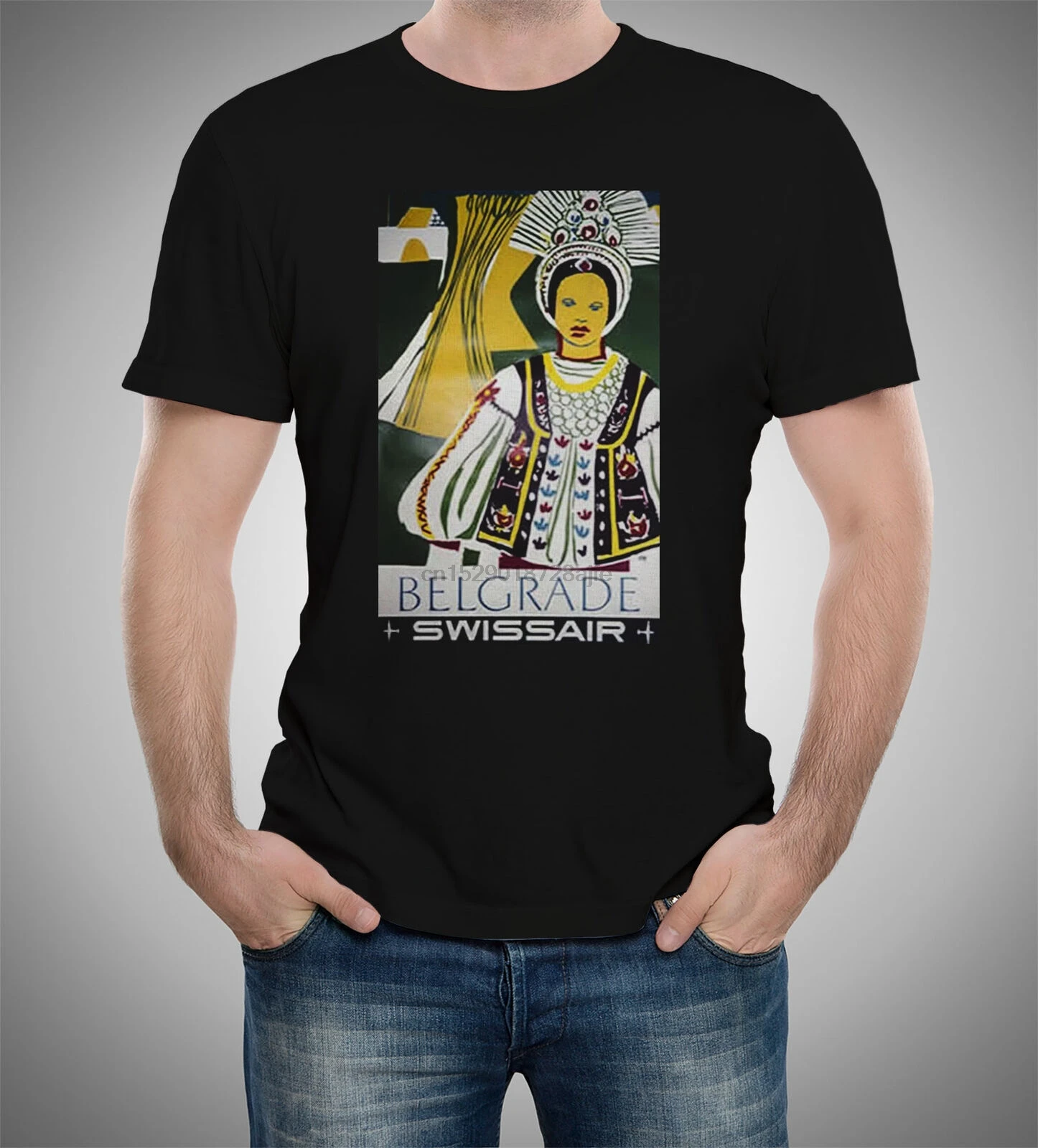 

Swissair Belgrade 1951 Int Airlines Posters T-shirt S to 5XL