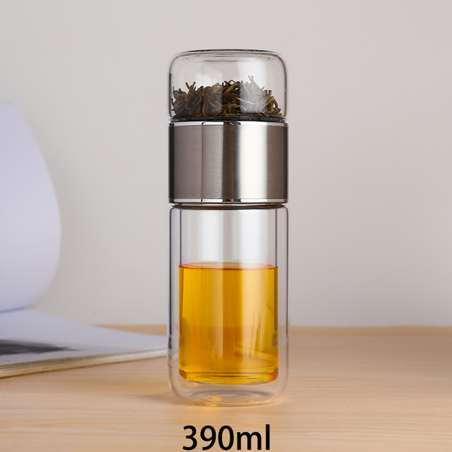 Quality Glass Portable Tea Water Bottle With Tea Filter Bottle Outdoor Sport Camping Drinkware Glass Cup Eco-Friendly