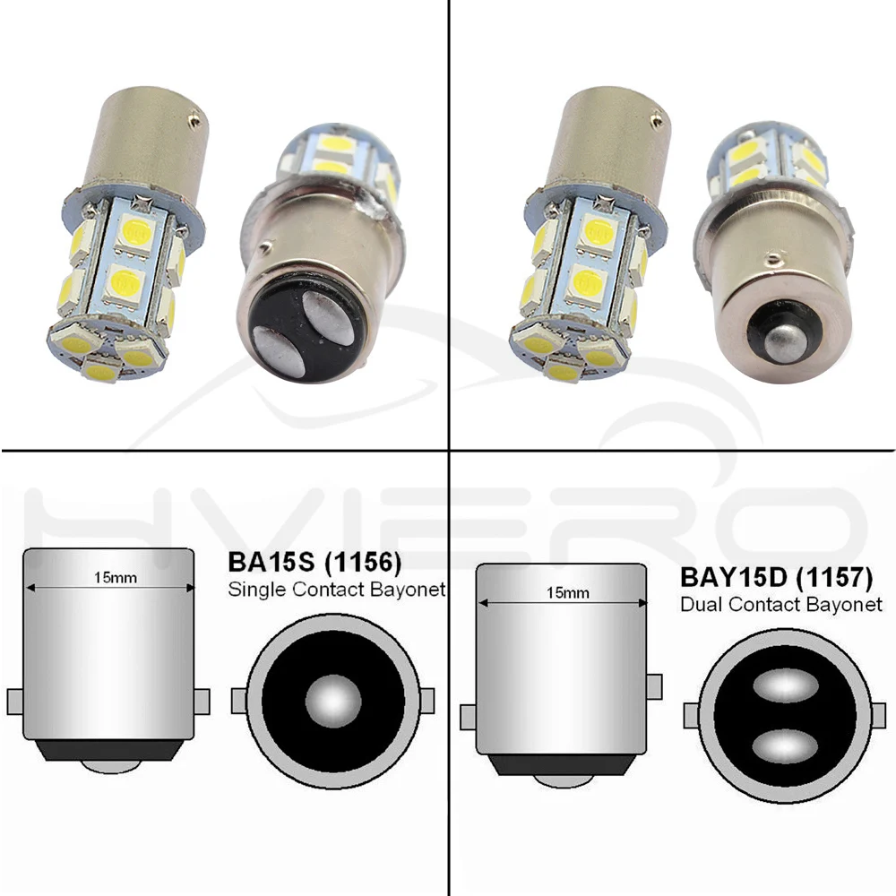 Hviero 1156 BA15S 1157 BAY15D P21W BA15D 13Led 5050 Car Led Turn Parking Signal Lights Brake Tail Lamps Auto Rear Reverse Bulbs DC 12V