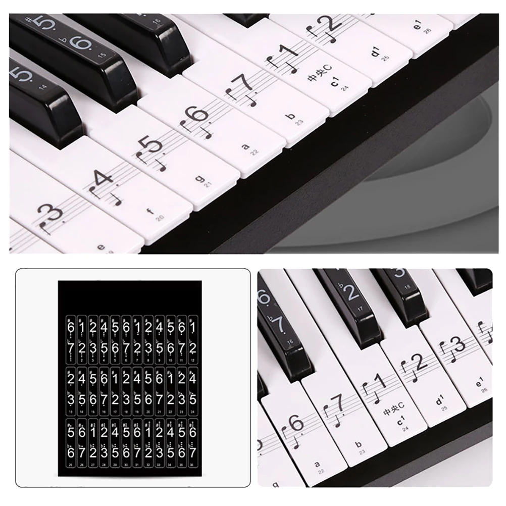 1 Sheet Piano Keyboard 54/61 Keys Electronic Keyboard 88Keys Stickers Music Decal Label Note Learn Biginners Kids