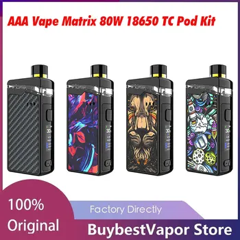 

Original AAA Vape Matrix TC Pod Kit 80W Support 18650 4ml Capacity with 0.96in TFT Display 0.3/0.16ohm Mesh Coil Vaporizer Kit