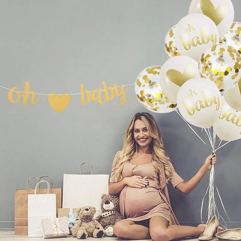 12 дюймов золотые белые конфетти воздушные шары Oh Baby баннер праздничные украшения