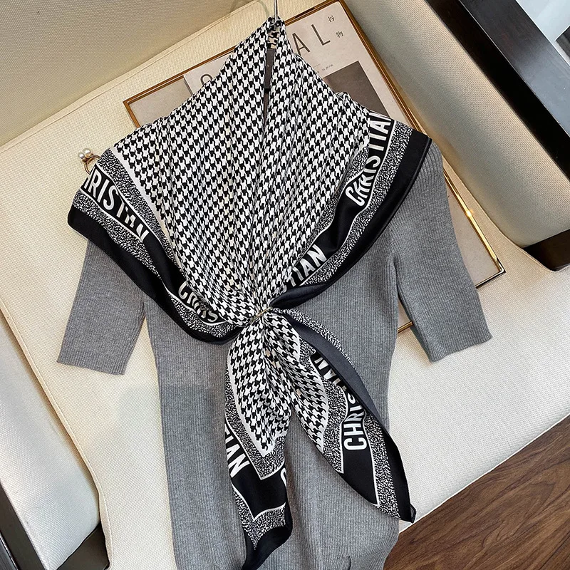 2021 модные клетчатые шарфы женский классический геометрический шарф квадратный
