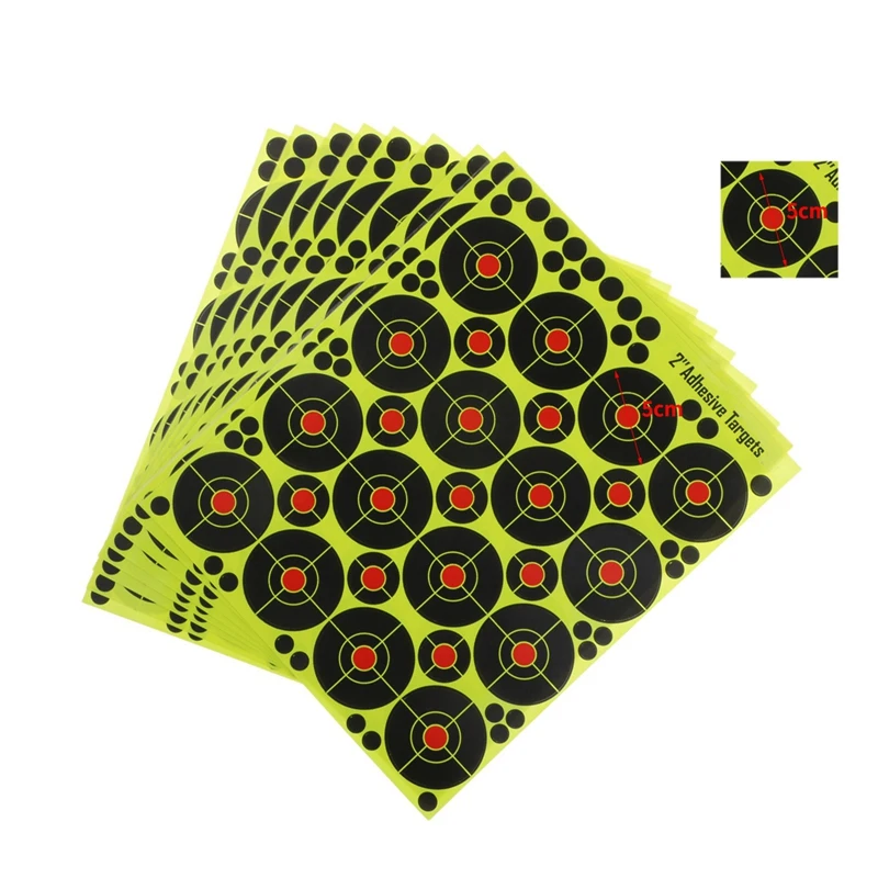 160Pcs 2 Inch Reactive Splatter Glow Florescent Paper Target for Hunting Archery Training Fireing Accessories