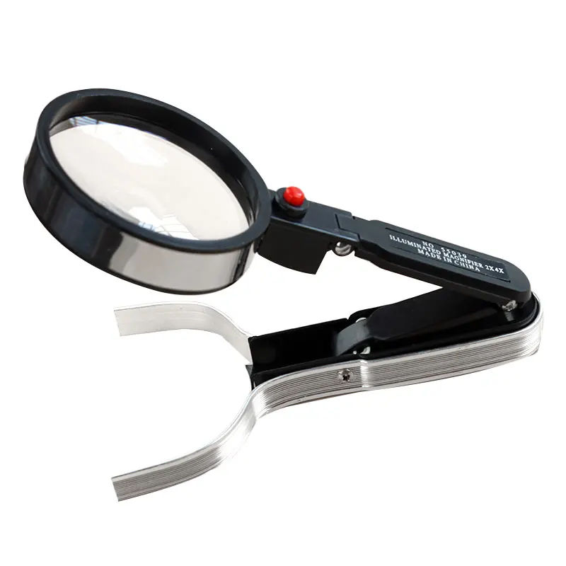 

2x 4x Handheld Reading Magnifier Portable Folding Reparing Lighting Magnifying Glass with LED Light