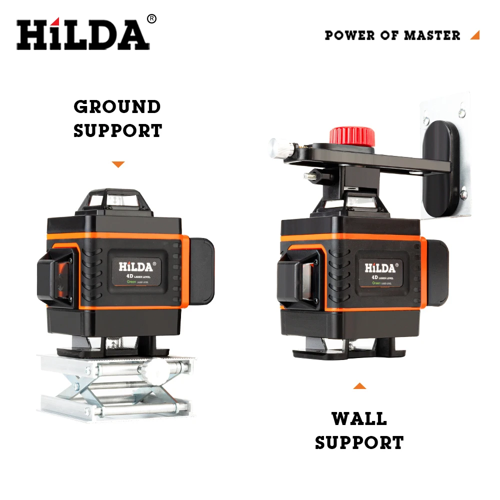 Laser Level HILDA 4D Laser Level cross line Green laser level self-leveling multipurpose level laser horizon vertical measure