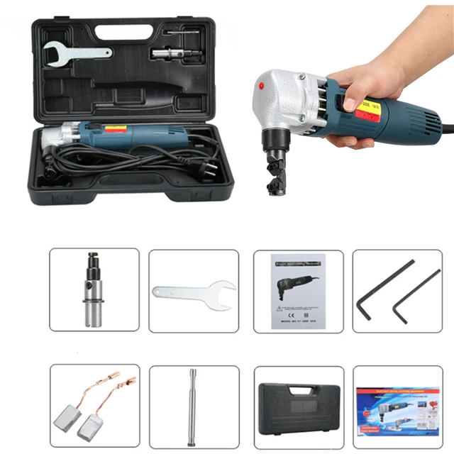 Electric Sheet Metal Nibbler Shear Tool 380W Cutting Tools Electric Nibbler  Metal Cutter Kit 1700rpm for Cutting Stainless Steel, Aluminium, Plastic