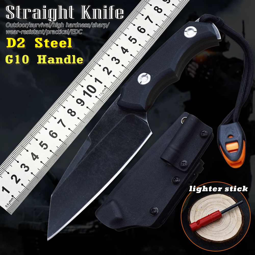 

Straight Knife Non-Slip Handle Camping Rescue Self-Defense Knife Portable Multi-Function Fixed Blade Outdoor Survival Knife