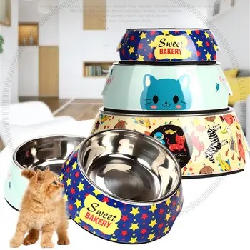 

Dog Cat Food Bowls Stainless Steel Anti-skid Water Bowl Pets Drinking Feeding Bowls Pet Tableware Feeder Puppy Pot