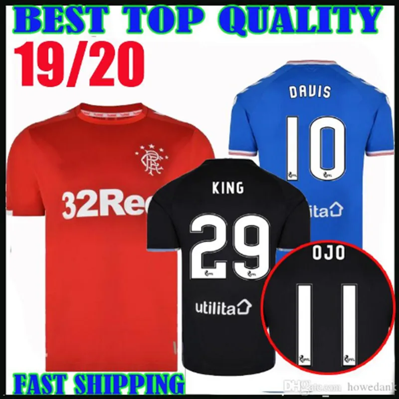 Глазго Рейнджерс футбольные майки Morelos Windass Dorrans Candeias Tavernier Pena Rangers Jersey19 20 Домашняя футбольная рубашка