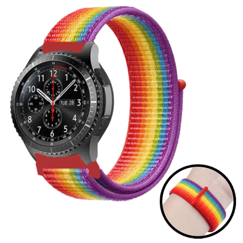 Нейлон pulseira для samsung galaxy watch 46 мм 42 мм gear S3 22 мм 20 мм Frontier классический активный ремешок huami amazfit bip huawei gt 2
