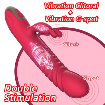 Rabbit Vibrator Clitoris Stimulation Massage Telescopic Vibrator Female Masturbation Magic Wand Woman SexToy Heating USBCharging 4