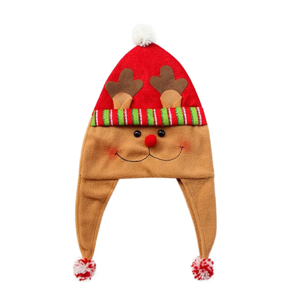 Рождественские шапки унисекс шапка Санта-Клауса мультфильм шаблон шапочка с помпоном толстые милые вечерние шапки hats בшшшапка бини czapka zimowa# E - Цвет: Коричневый