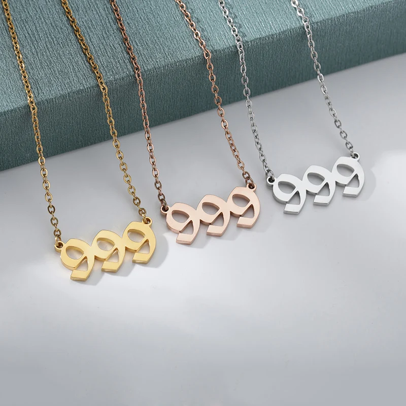 🔢 Old English Angel Number Necklaces – Gold Stainless Steel Numerology Jewelry (111–999) 3