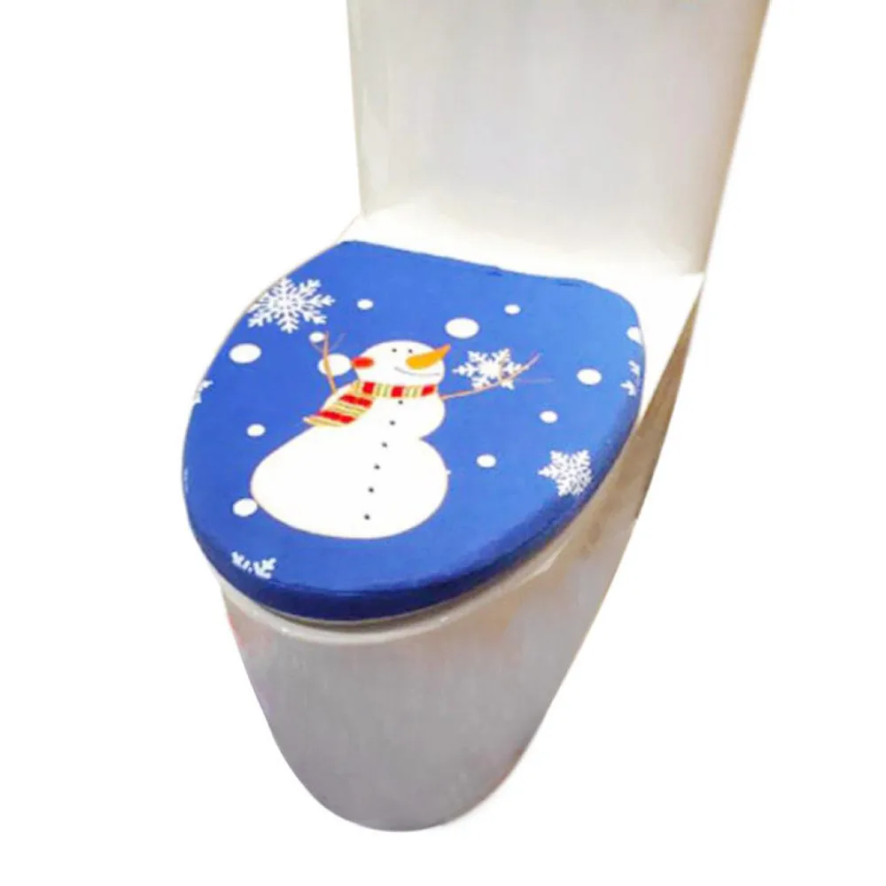 brand new Flannel Christmas Decoration Christmas Snowman Lid Single Toilet Cover toilet seat cover toilet seat bathroom tool