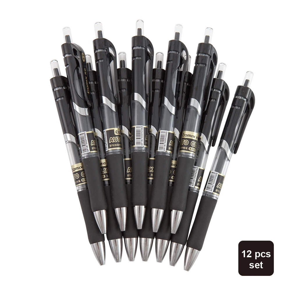 

Comix Retractable Premium Gel Ink Roller Ball Pens for Smooth Writing with Comfort Grip,12pcs/set, K3511