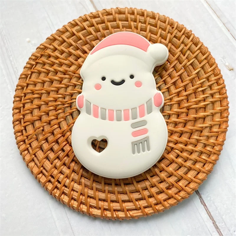 1pcs 실리콘 크리스마스 눈사람 Teether Molar Teether 구슬 DIY Pacifier 체인 쥬얼리 액세서리