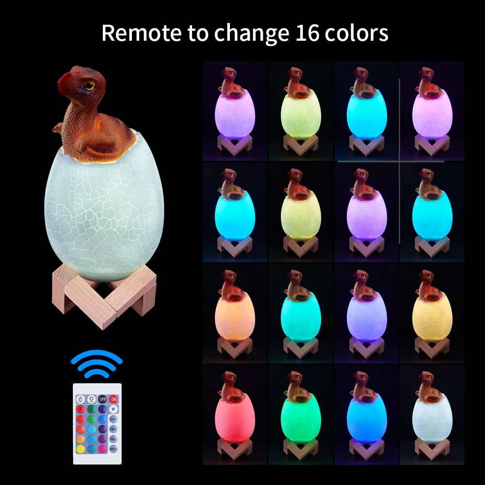 3D 16 Color LED Night Light Lamp Dinosaur Series 3D Night light Remote Control Table Lamps Toys Gift For kid Home Decoration - Испускаемый цвет: E