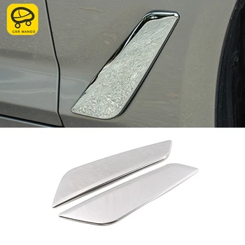 

CarManGo Car Accessories Front Door Side Trim Leave Badge Sticker Cover Frame Chrome Decoration for BMW 5 Series G30 2017-2020