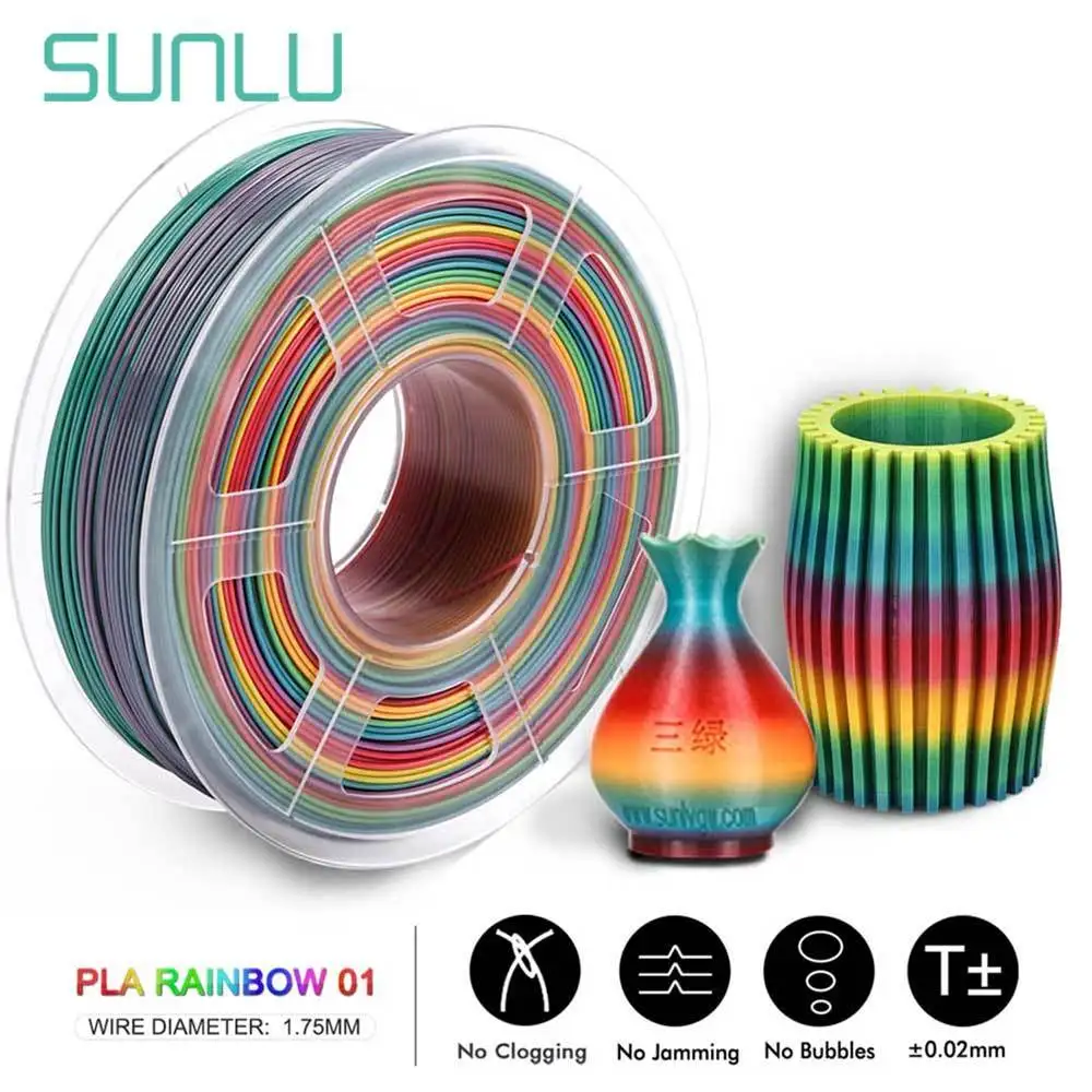 

Rainbow 3D Filament Colorful Rich Luster PLA Random Send Rainbow Color 3d Printing Material 1.75MM 1KG Consumables
