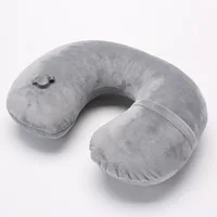 Inflatable U Shaped Pillow Car Air Flight Pillows Neck Support Headrest Cushion Soft Nursing Cushion for Travel with Pump 2