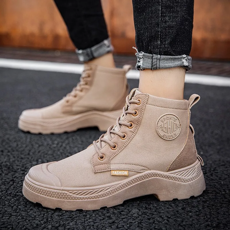 

2019 New Style Boots Martin Men's Boot Autumn Medium Boots England Retro Men's Boot Hight-top MEN'S Canvas Shoes Work Shoes