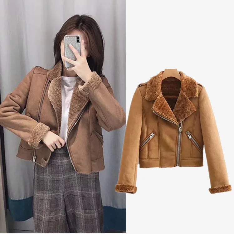 

2019 Autumn And Winter New Style Women's Long Sleeve Loose-Fit Panel Connected Cars Zipper Jacket