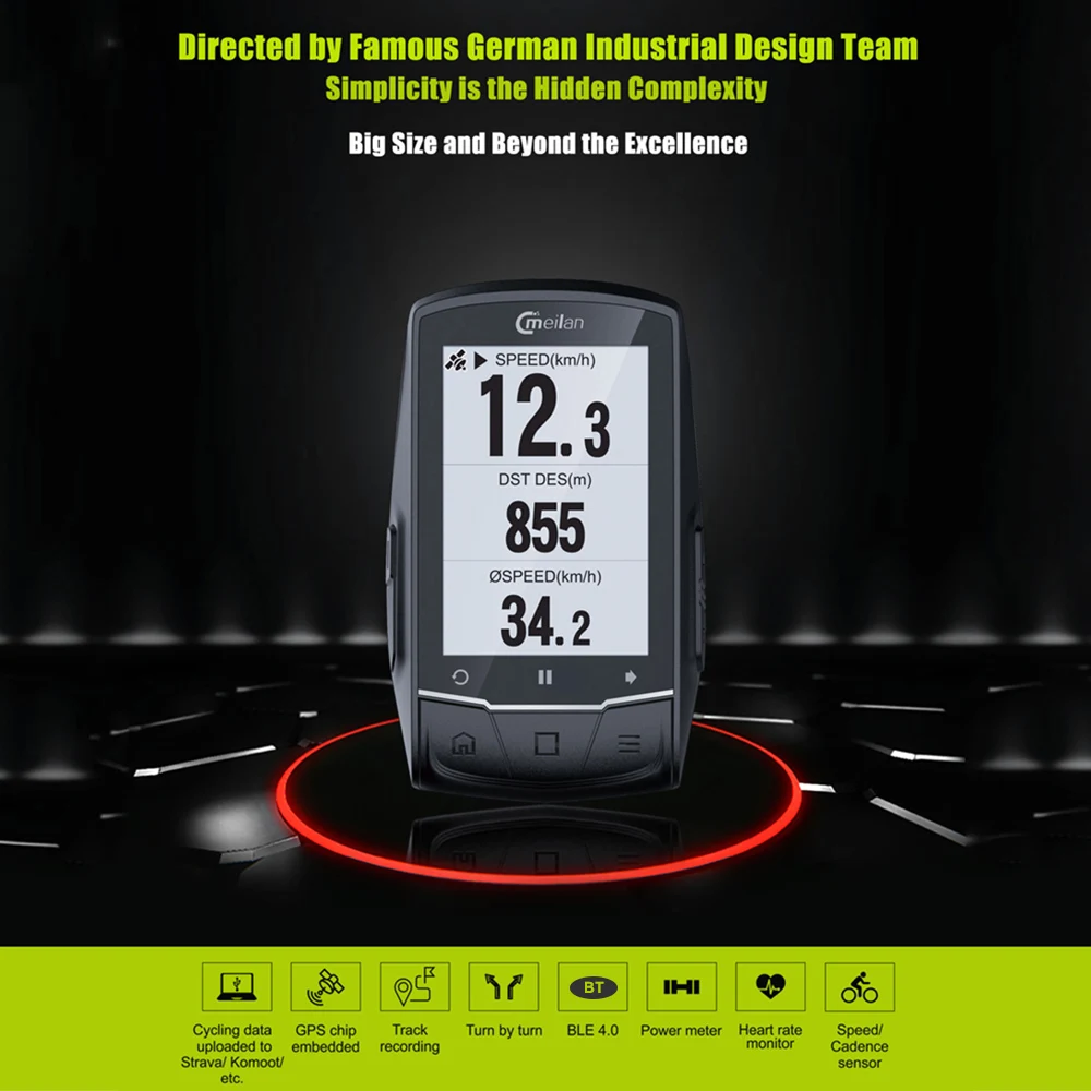 

MEILAN M1 M2 GPS Navigation Bike Computer Peedometer Candence Heart Rate 2.6" BLE4.0 Cycle Computer